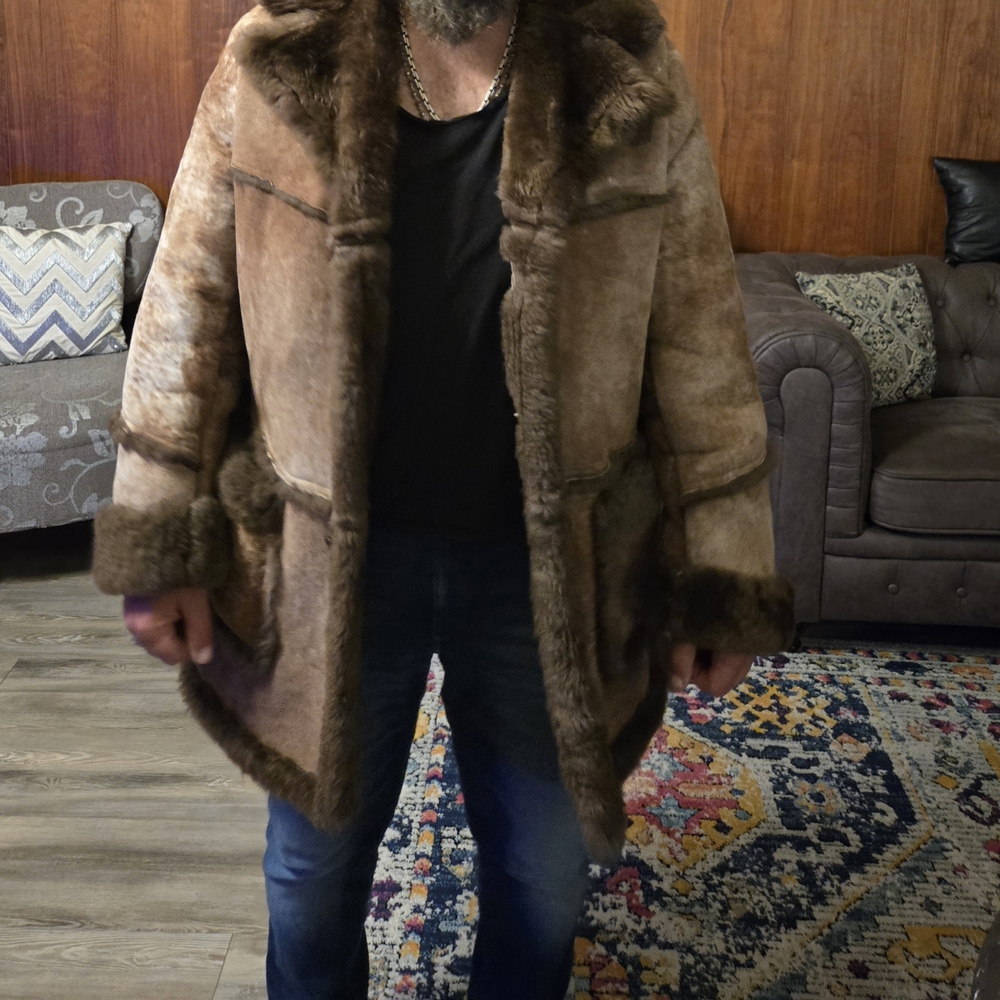 Men's Brown Real Shearling Coat